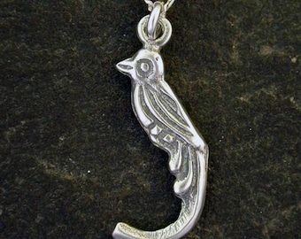 Sterling Silver Quetzal Bird Pendant on a Sterling Silver Chain