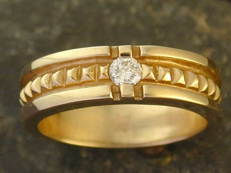 Man's Diamond and 14K Gold Ring | Etsy