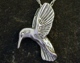 Sterling Silver Hummingbird Pendant on Sterling Silver Chain.