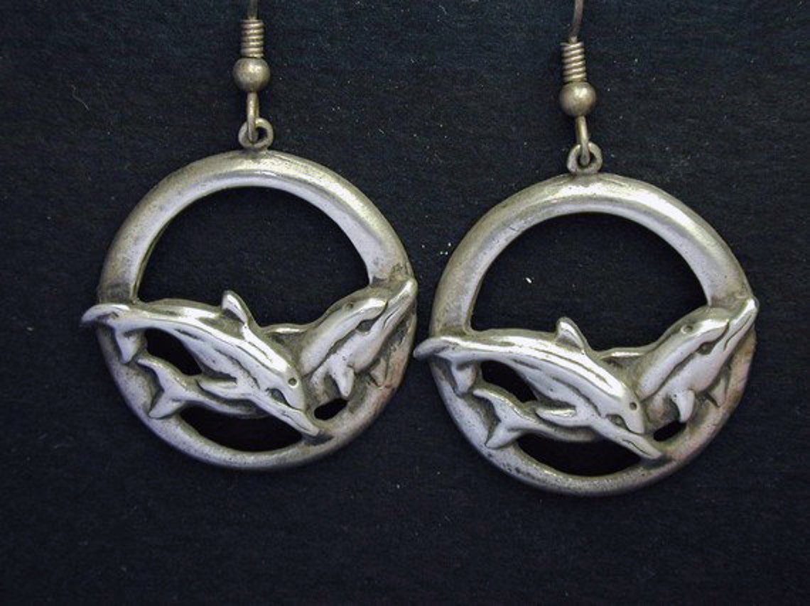 Silver dolphin earrings Clearance