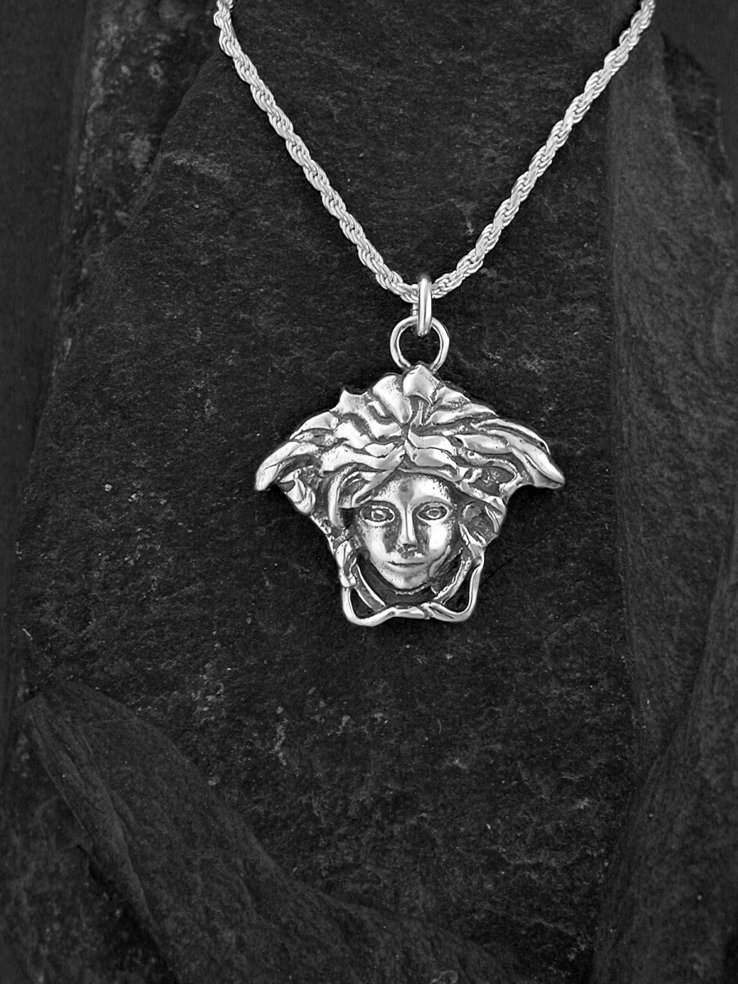 Sterling Silver Medusa Pendant on a 