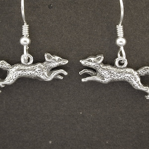 Sterling Silver Fox Head Earrings on Heavy Sterling Silver French Wires