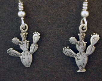 Sterling Silver Cactus Earrings on Heavy Sterling Silver French Wires