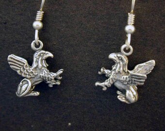 Sterling Silver Gargoyle Earrings on Heavy Sterling Silver French Wires