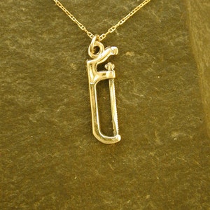 14K Gold Hack Saw Pendant on a 14K Gold Chain image 3