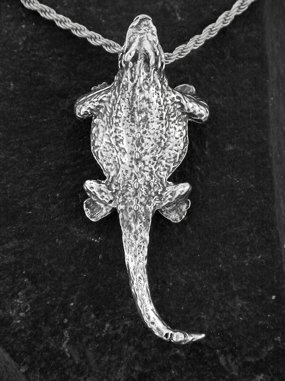 Sterling Silver Bearded Dragon Lizard Pendant on a Sterling Silver