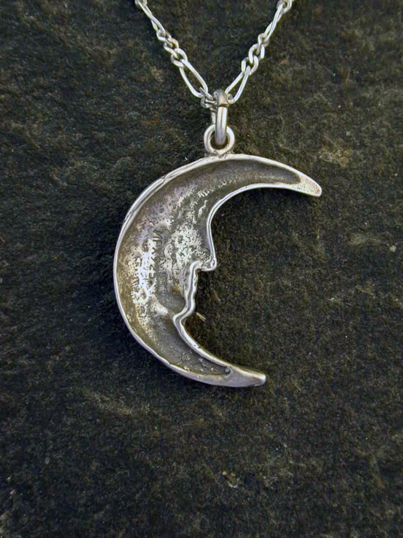 Sterling Silver Moon Pendant on a Sterling Silver Chain Etsy