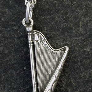 Sterling Silver Harp Pendant on a Sterling Silver Chain. image 1