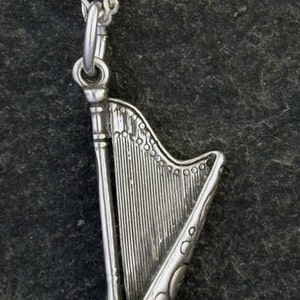 Sterling Silver Harp Pendant on a Sterling Silver Chain.