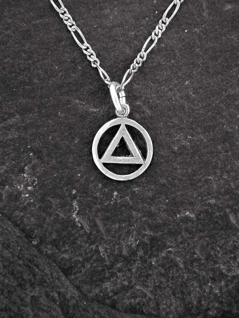 Aa Chain Sterling Silver Alcoholic Anonymous AA Pendant on a Sterling Silver ...