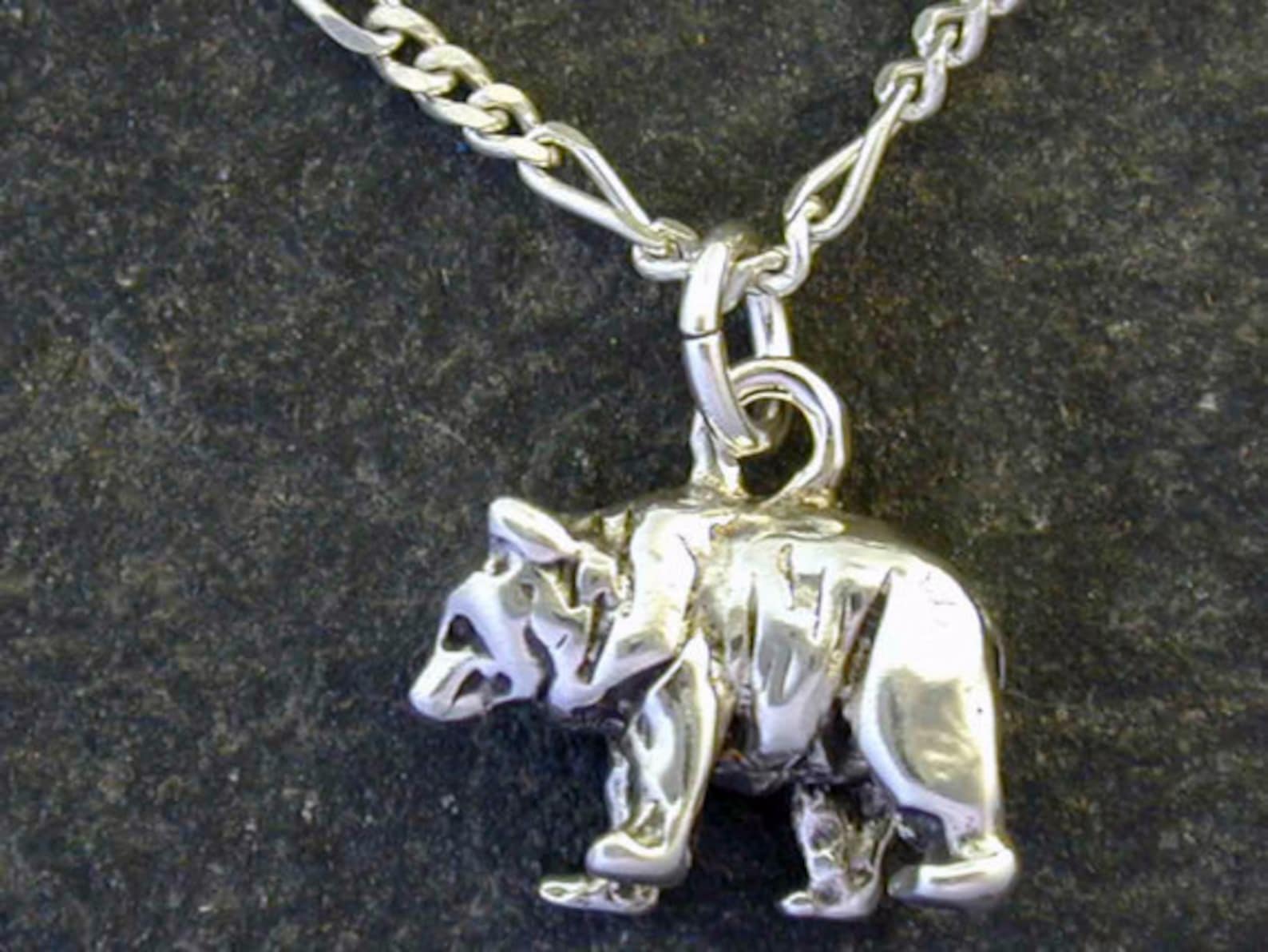 Sterling Silver Bear Pendant on Sterling Silver Chain. Etsy