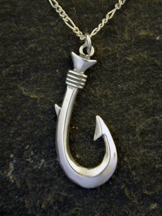 Sterling Silver Hawaiian Fish Hook Pendant On Sterling Silver Chain.