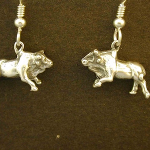 Sterling Silver Bull Earrings on Heavy Sterling Silver French Wires