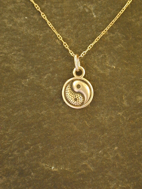 14K Gold Yin Yang Pendant on 14K Gold 
