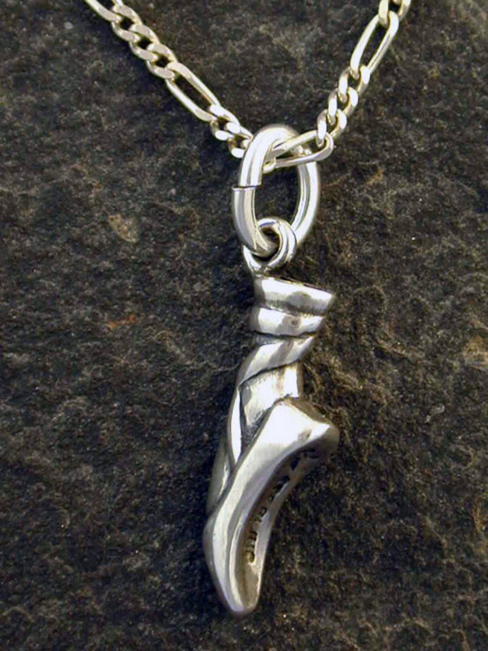 sterling silver ballet slipper shoe pendant on sterling silver chain.