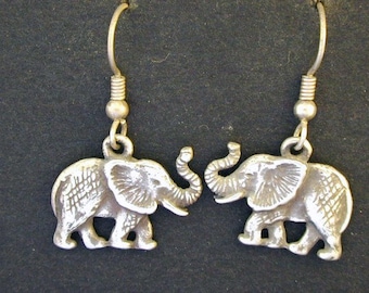 Sterling Silver Elephant Earrings on Heavy Sterling Silver French Wires