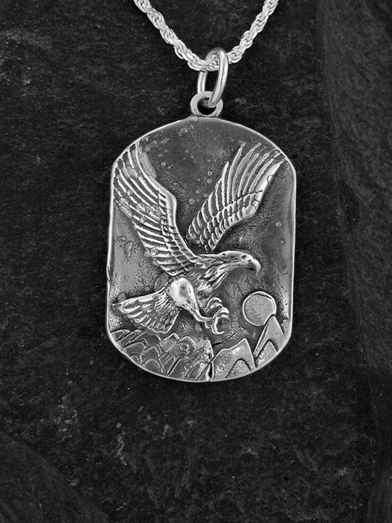 Nombrar Suplemento A través de Colgante de águila de plata de ley en una cadena de plata de - Etsy México