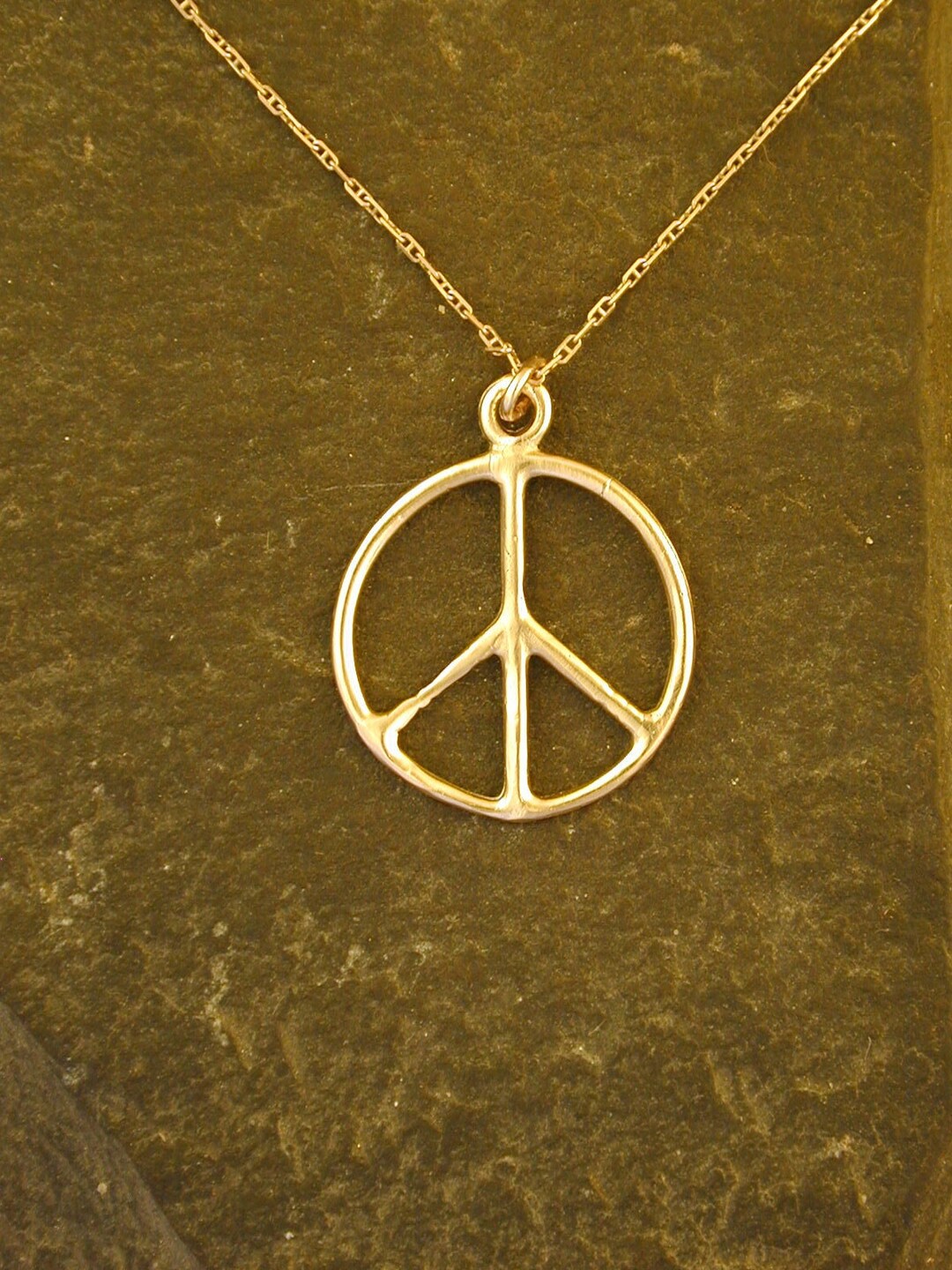 14K Gold Peace Sign Pendant on a 14K Gold Chain - Etsy