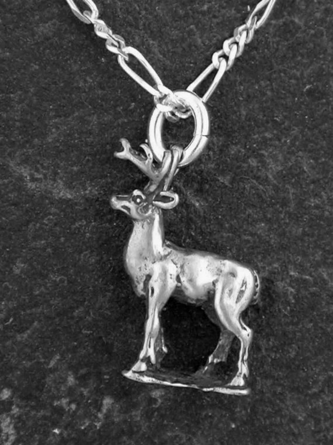 Sterling Silver Buck Deer Pendant on a Sterling Silver Chain. Etsy