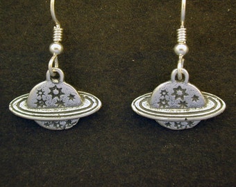 Sterling Silver Saturn earrings on a Heavy Sterling Silver French Wires