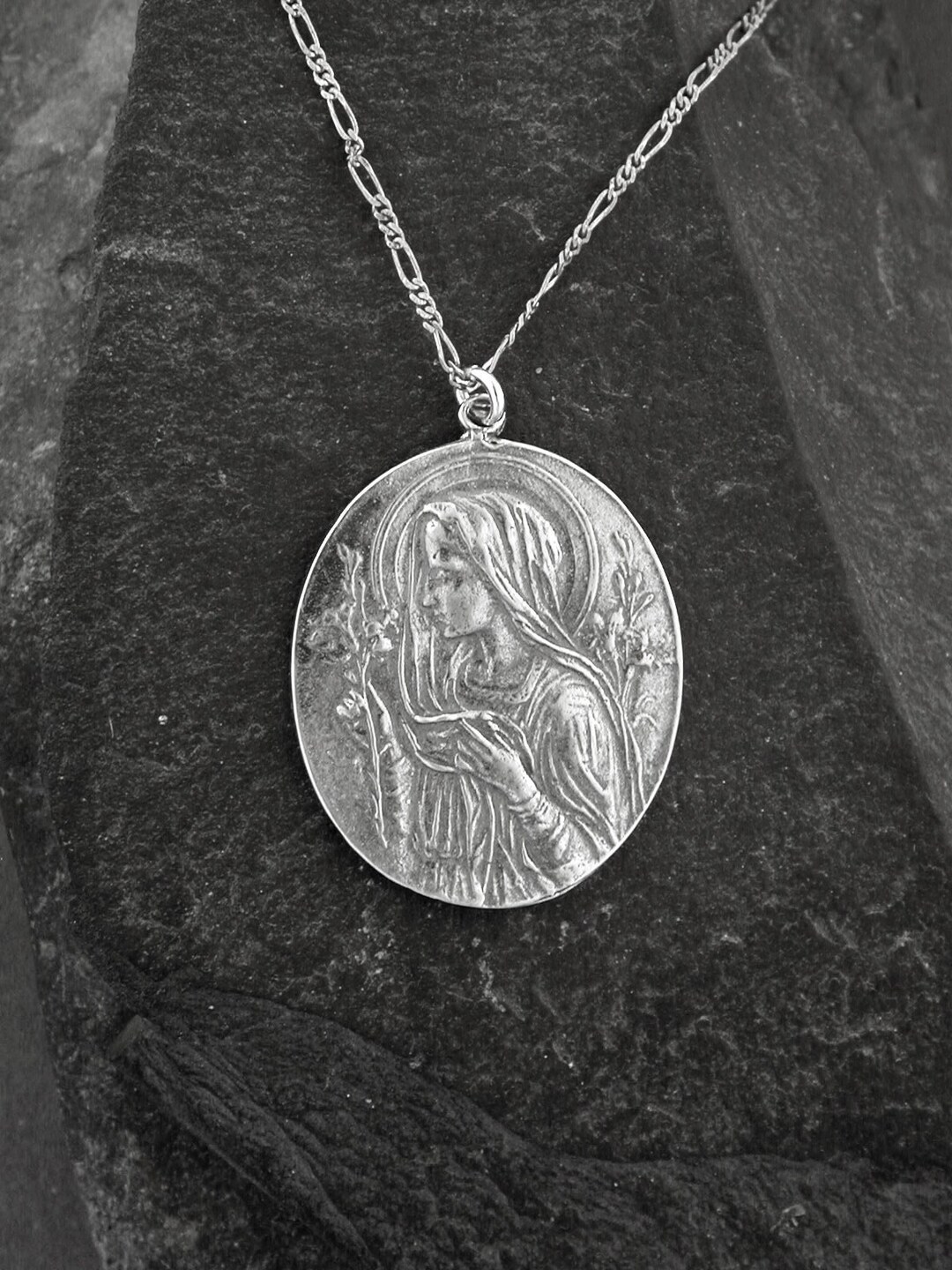 Sterling Silver Madonna and Child Pendant on a Sterling Silver Chain - Etsy
