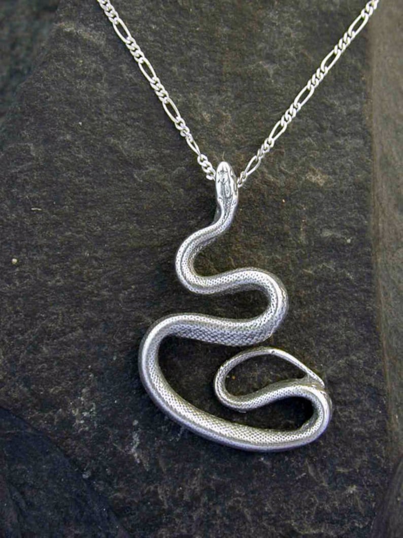 Sterling Silver Snake Pendant on a Sterling Silver Chain Etsy