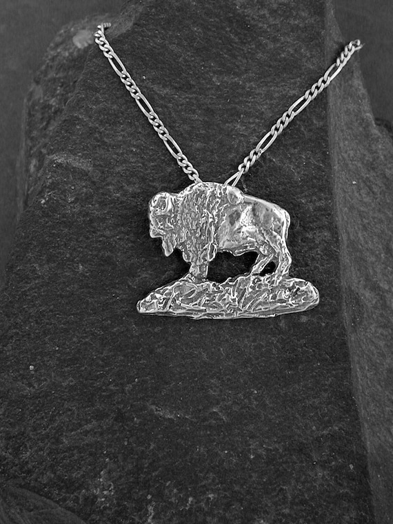 Sterling Silver American Buffalo Bison Pendant on a Sterling Silver Chain Etsy UK
