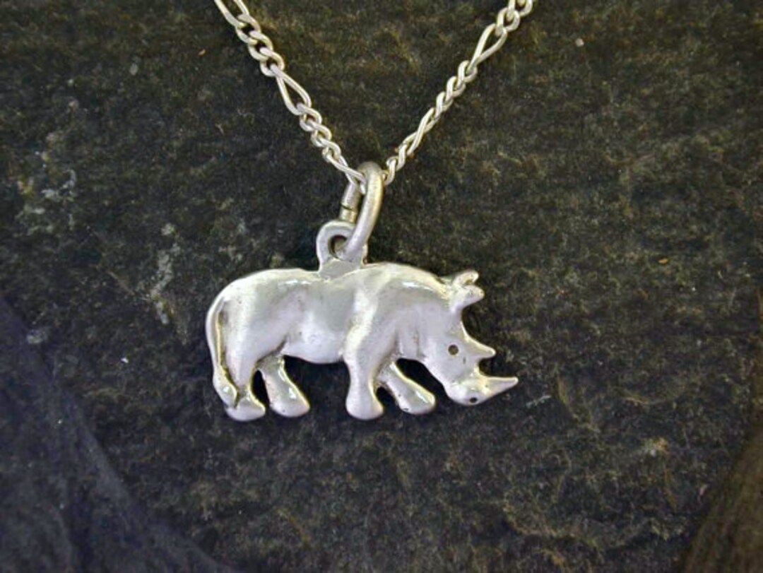 Sterling Silver Original Rhino Rhinoceros Pendant on Sterling Silver 