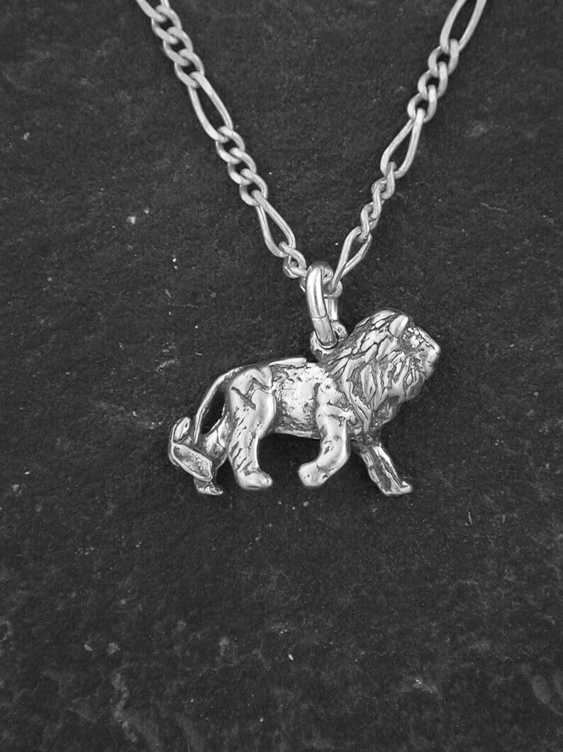 Sterling Silver African Lion Pendant on a Sterling Silver Chain. image 1
