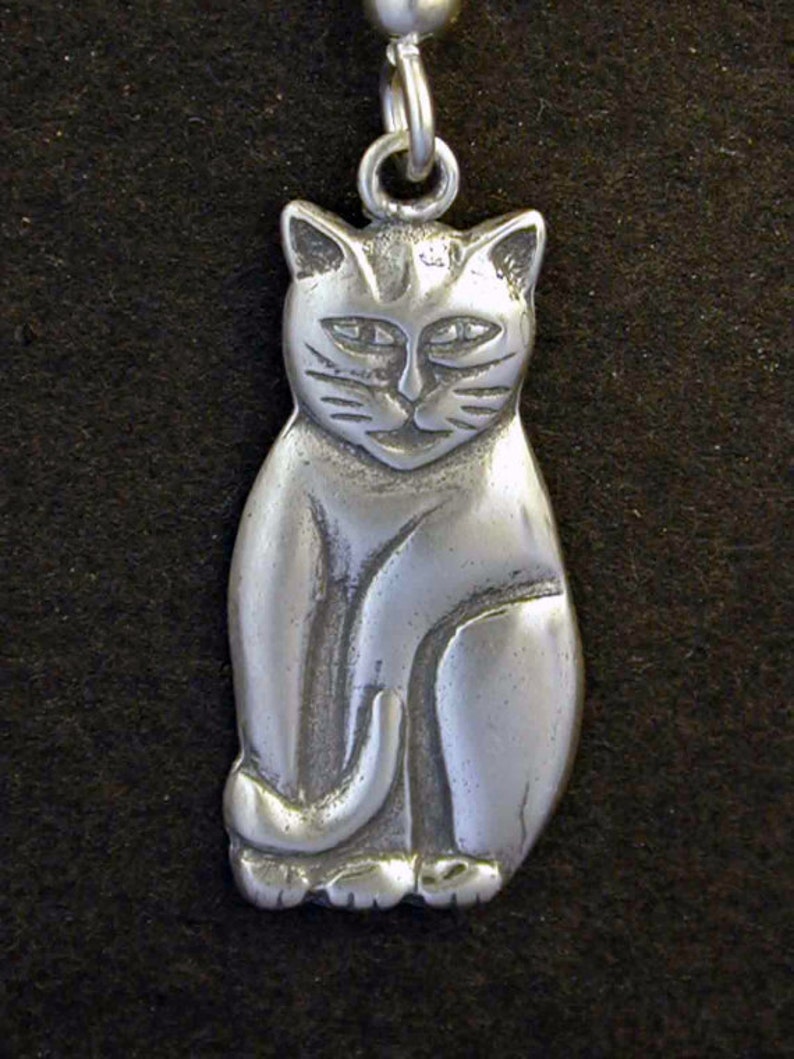 Ag Sterling Black Cat Hanging Charm Enamel Eyes & Ears, Fits Pandora-Style Bracelets main image 0