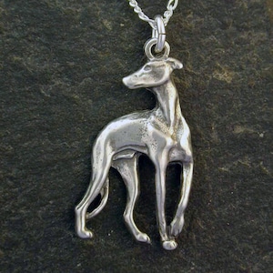 Sterling Silver Greyhound Dog Pendant on a Sterling Silver Chain.