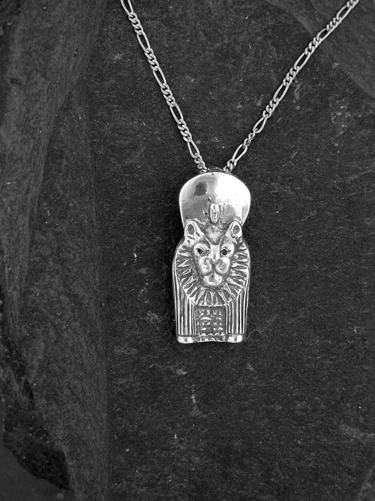Sterling Silver Sekhmet Pendant on a Sterling Silver Chain.