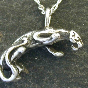 Sterling Silver Mountain Lion, Puma, Panther, Cougar, Catamount  Pendant on Sterling Silver Chain.