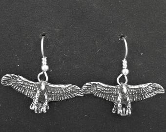 Sterling Silver Hawk Earrings on Heavy Sterling Silver French Wires