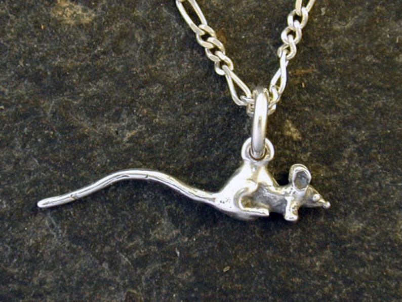 Sterling Silver Mouse Pendant on Sterling Silver Chain.
