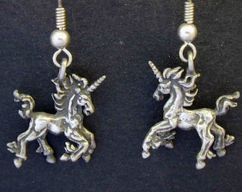 Sterling Silver Unicorn Earrings on Sterling Silver French Wires