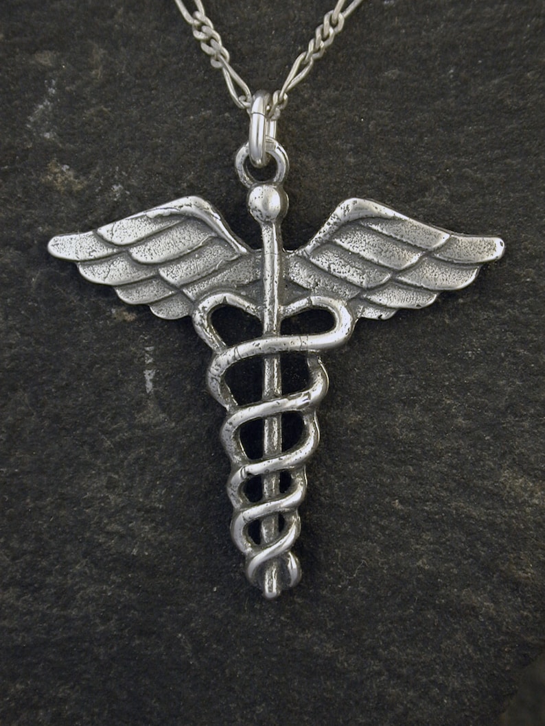 Sterling Silver Staff of Hermes Caduceus Pendant on a - Etsy