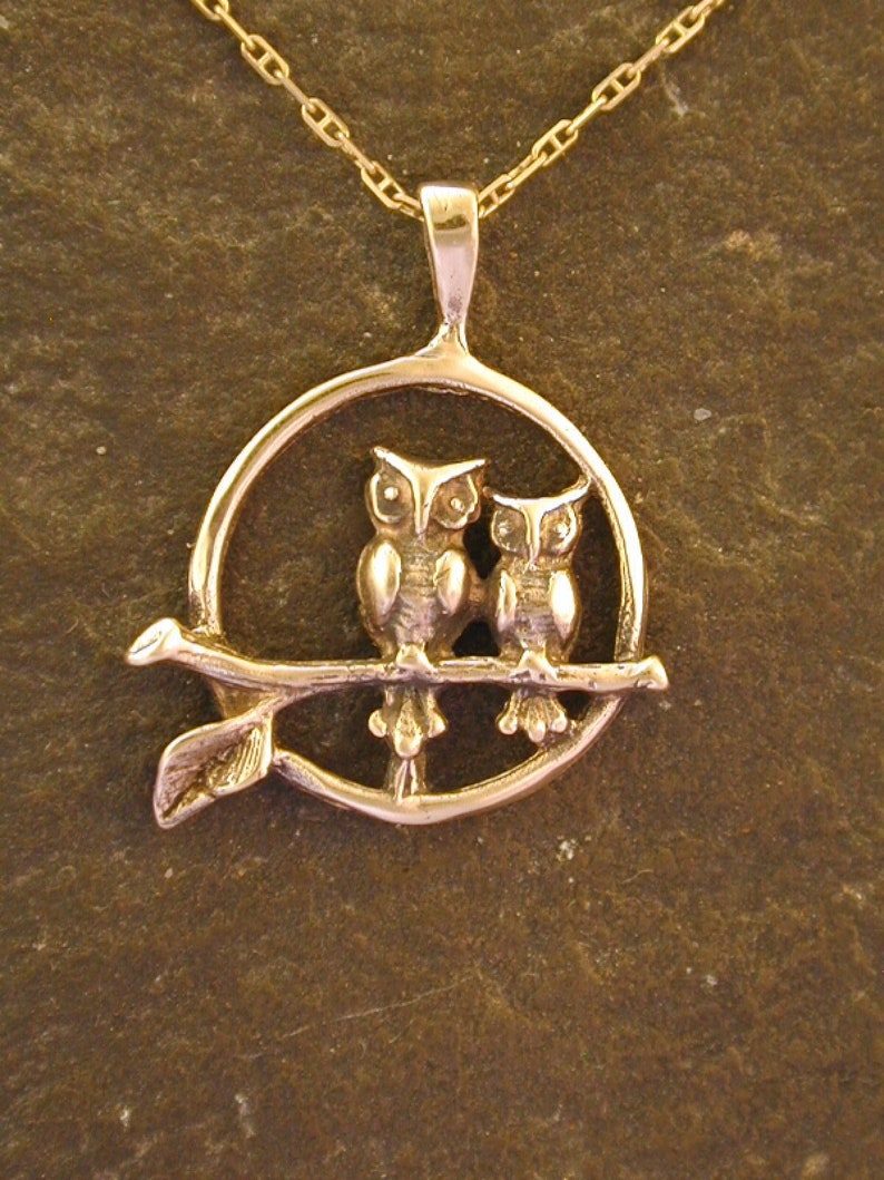 14K Gold Owl Pendant on 14K Gold Chain. image 1