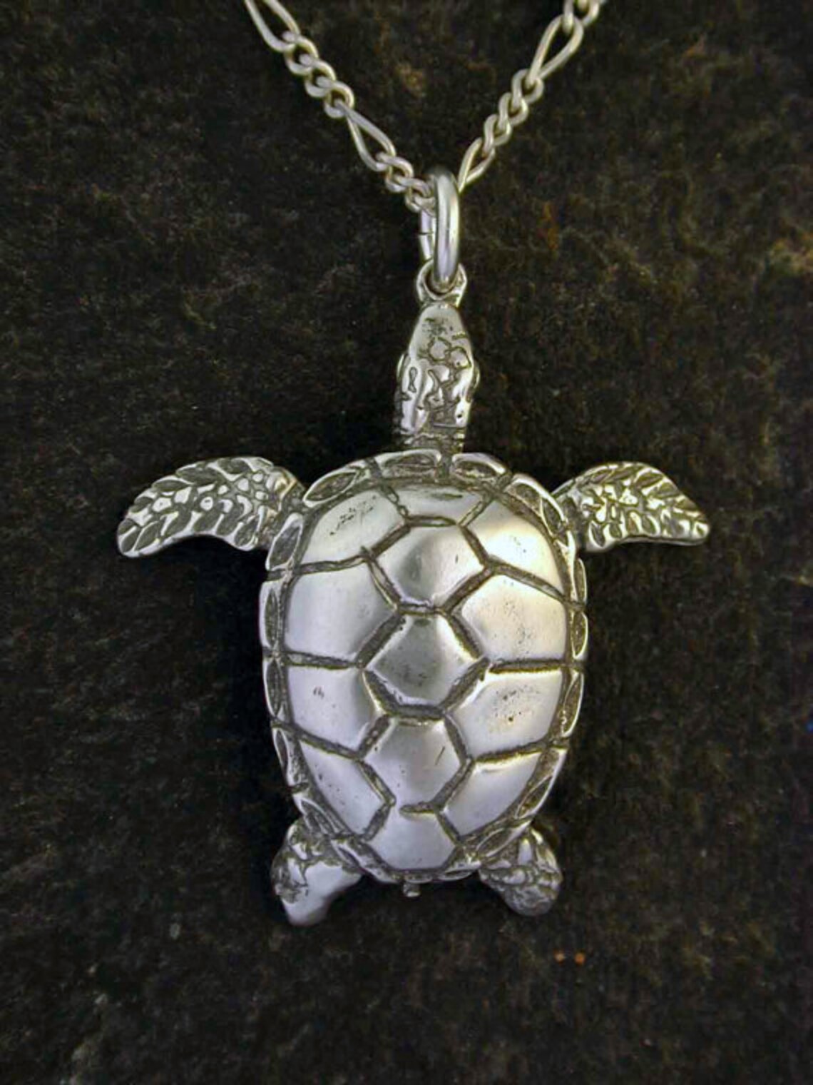 Sterling Silver Sea Turtle Pendant on a Sterling Silver Chain. Etsy