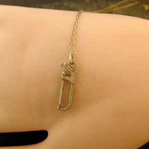 14K Gold Hack Saw Pendant on a 14K Gold Chain image 4