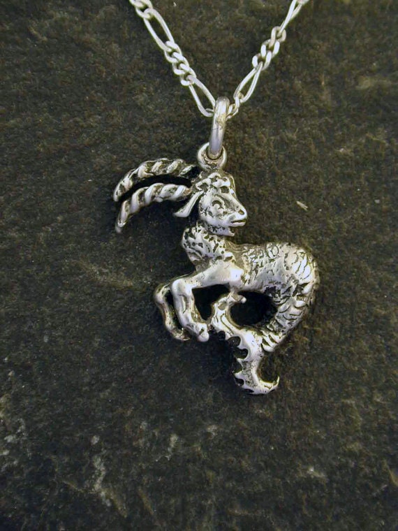 Sterling Silver Capricorn Sea Goat Astrological Pendant on a