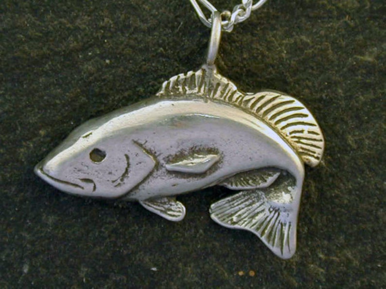 Sterling Silver Bass Fish Pendant on a Sterling Silver Chain image 2