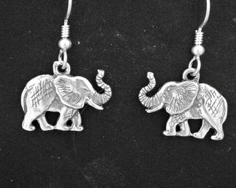 Sterling Silver Elephant Earrings on Heavy Sterling Silver French Wires
