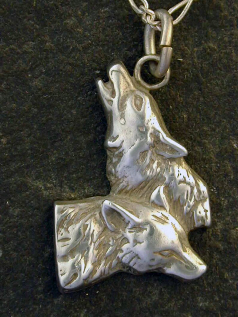 Sterling Silver Wolf Pendant on Sterling Silver Chain. Etsy