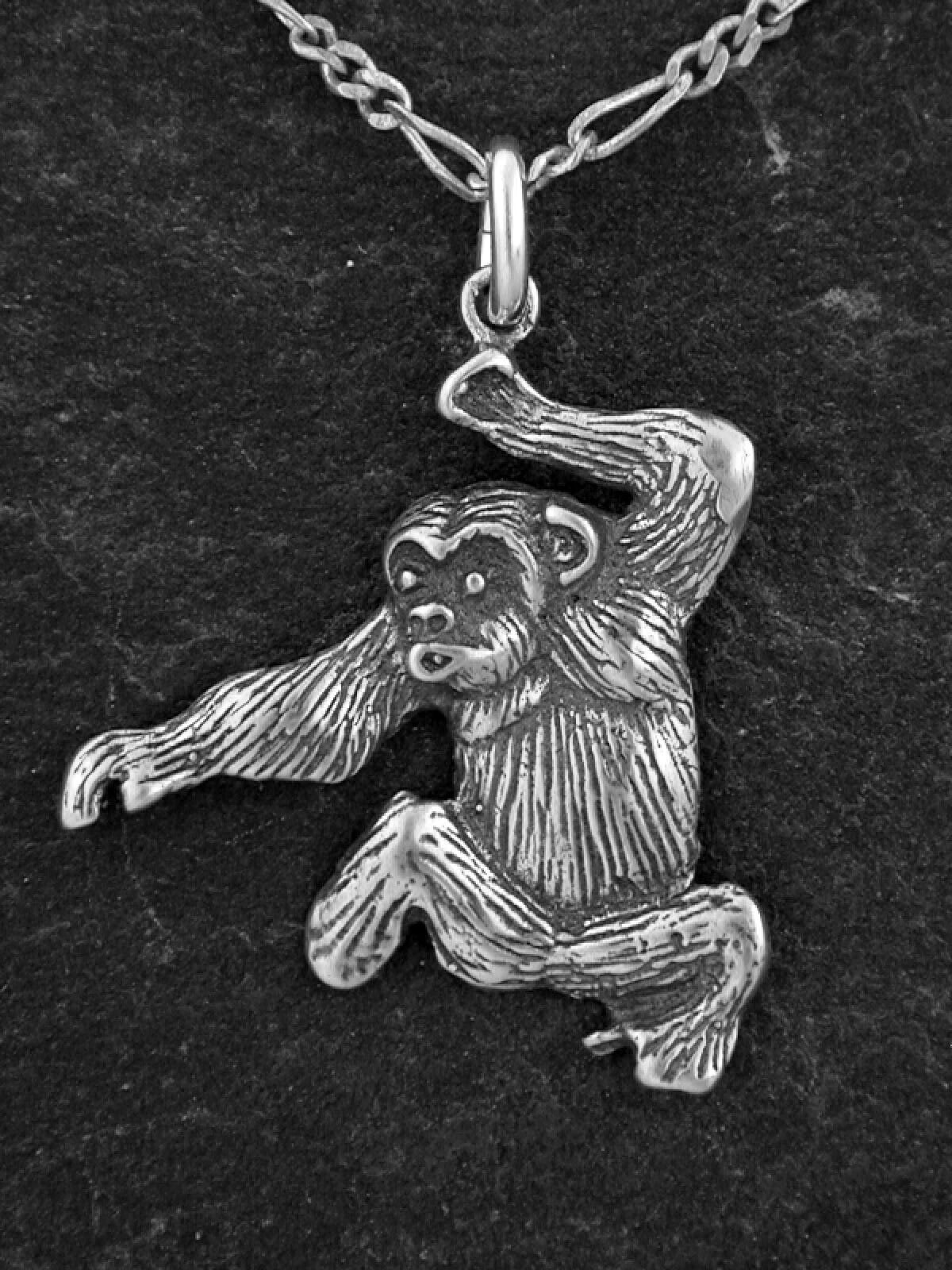 Sock Monkey Sterling Silver Monkey Monkey Necklace Charm Sterling