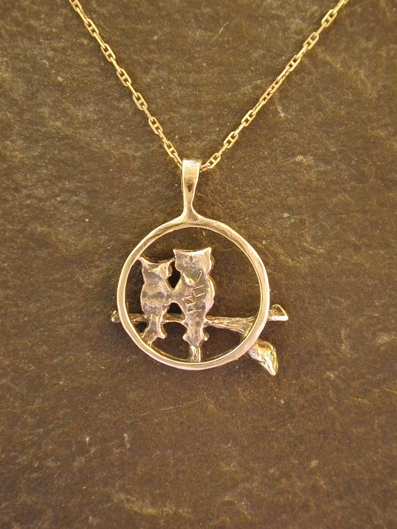 14K Gold Owl Pendant on 14K Gold Chain. image 3