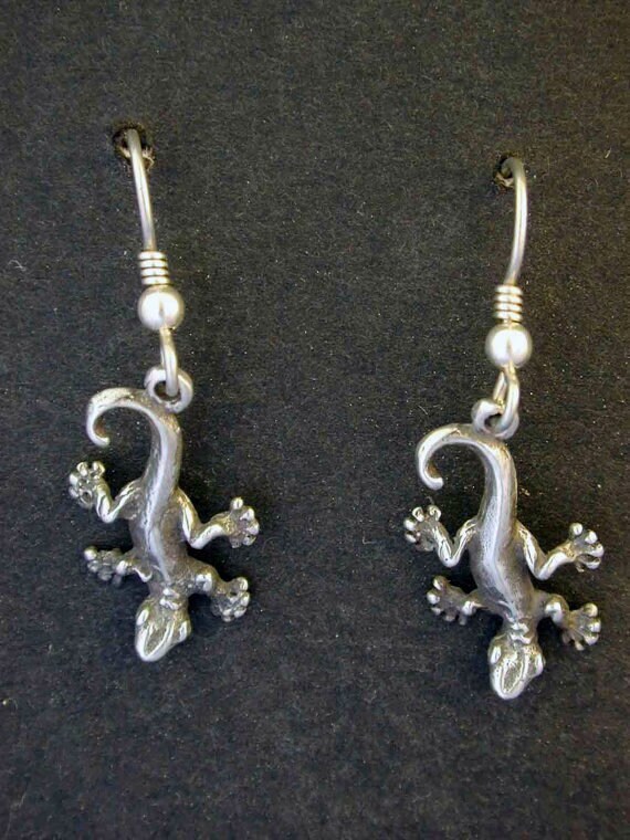 Orecchini a bottone in argento sterling a forma di lucertola