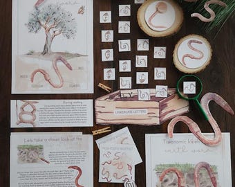 Earthworm Unit Study | Homeschool Nature Study Pack | Printable Worm Worksheets for Kids