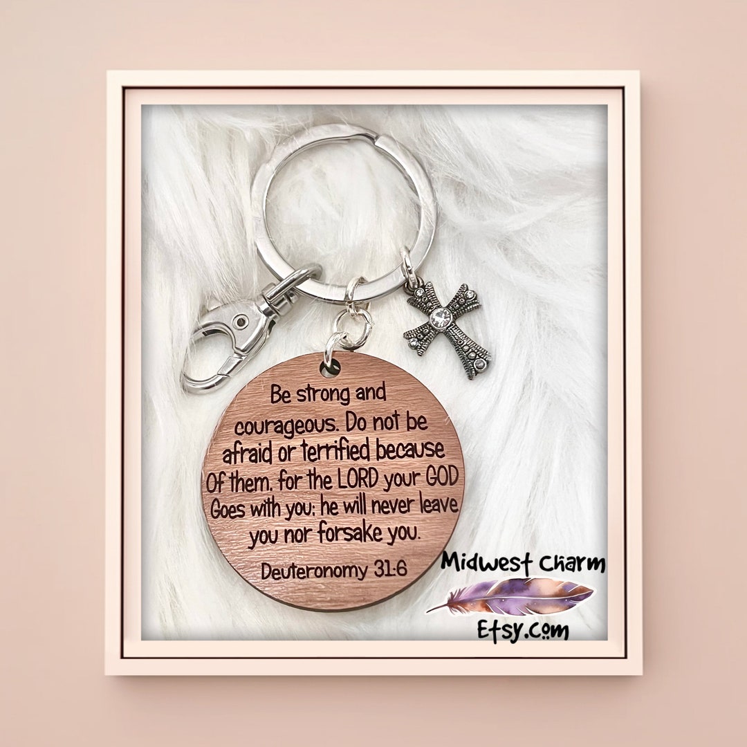 Personalized Bible Verse Keychain Lasercut Wood Cherrywood Friendship