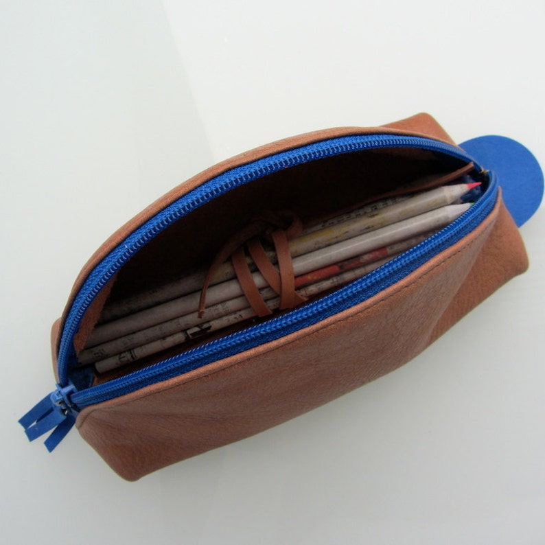 Leather zipper pouch / bag organizer / cosmetic bag SUNRISE Etsy